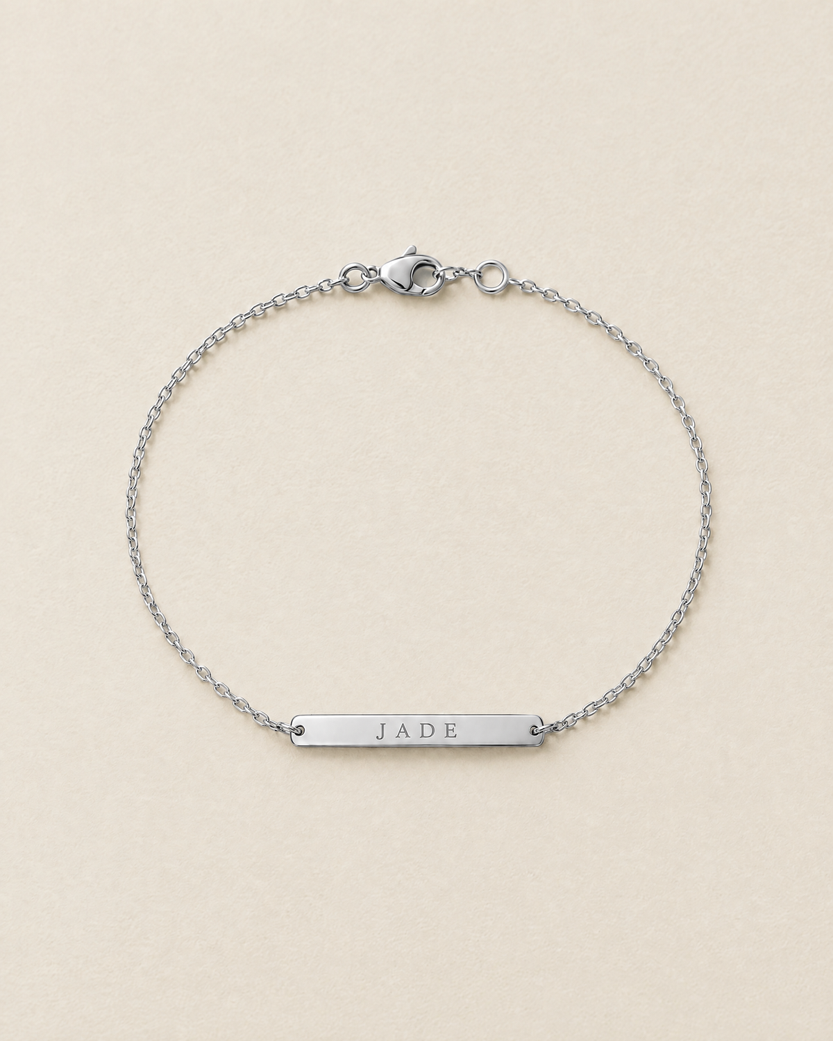 Bracelet Plaque Gravée, modèle Plaque classique, finition argentée