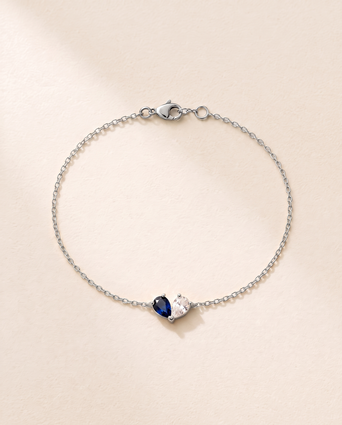 Bracelet Cœur Pierres de Naissance, finition argentée
