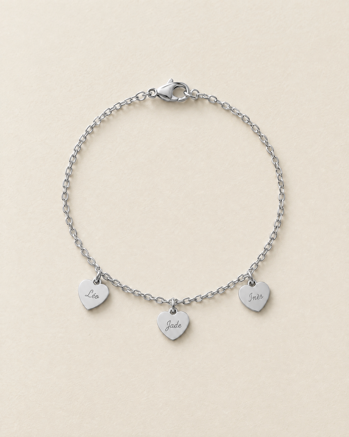 Bracelet Famille, finition argentée